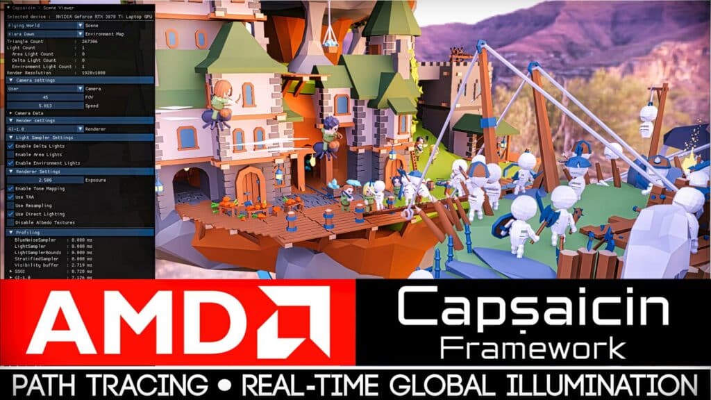 AMD Open Source Capsaicin graphics framework as well as release real-time Global Illumination and path tracing implementations