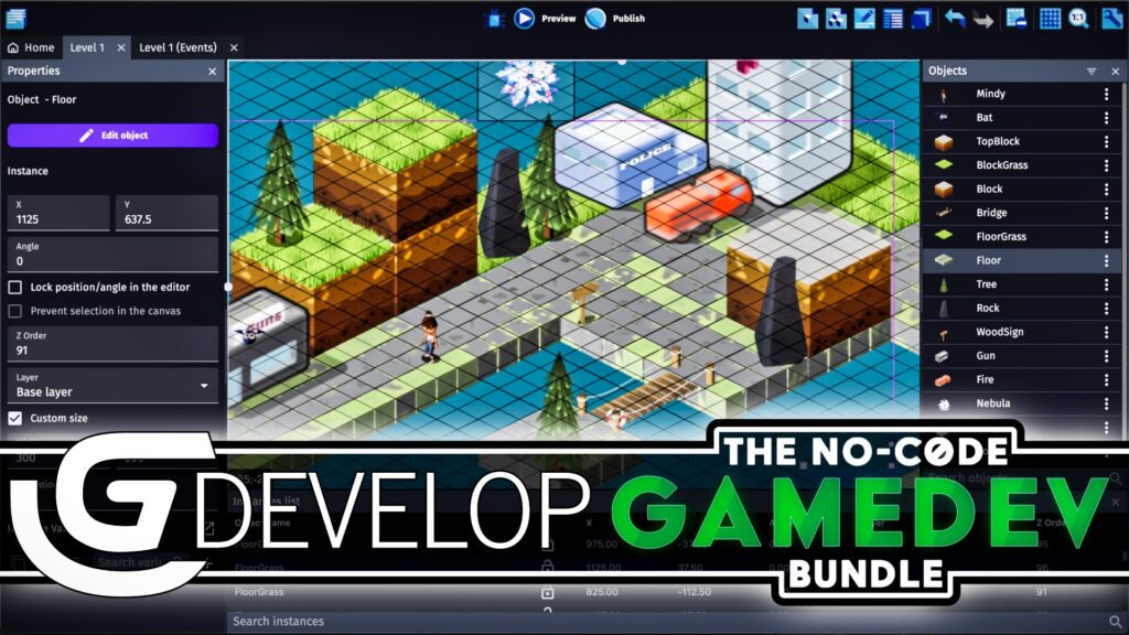 The GDevelop No-Code GameDev Bundle is live on Humble