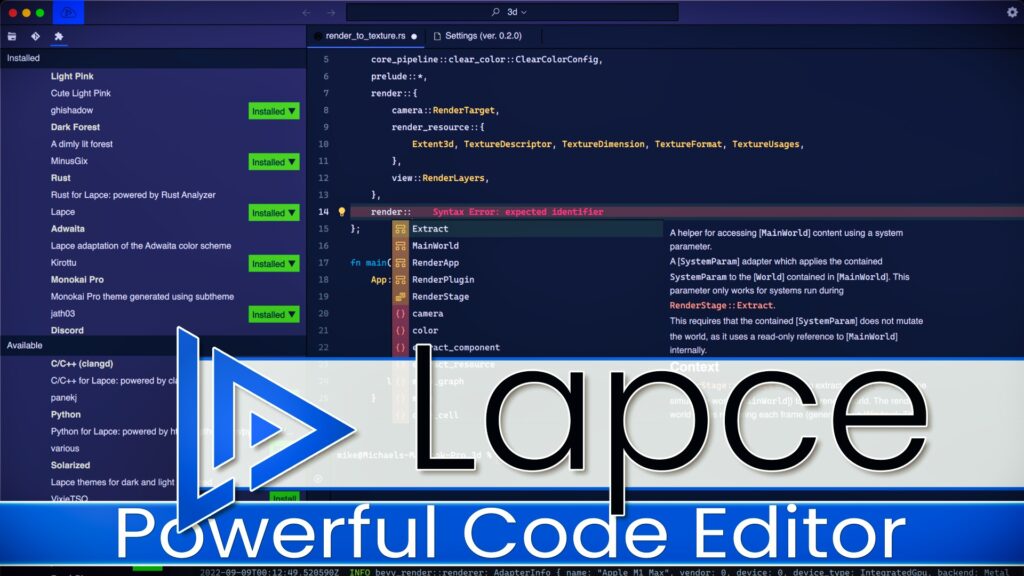 Lapce Code Editor IDE Visual Studio Code lite