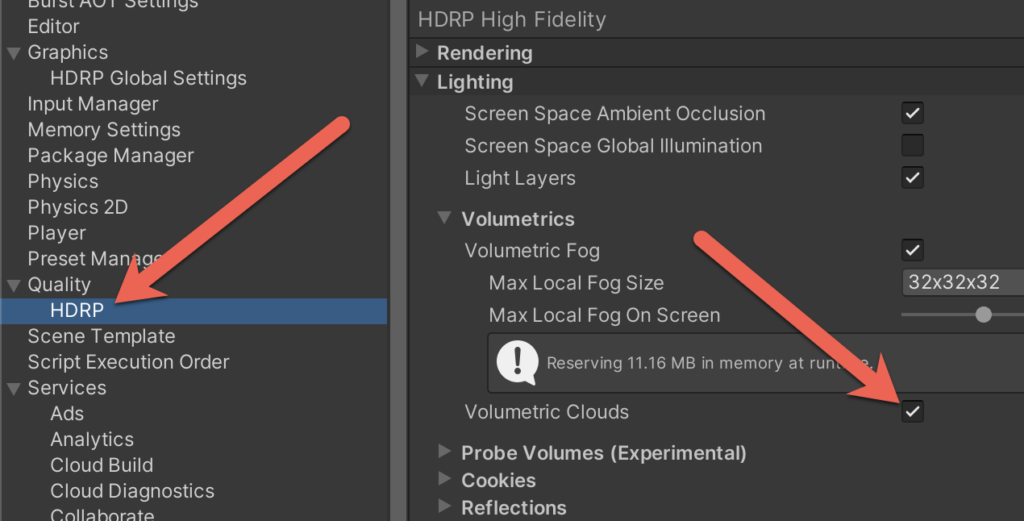 Setting Unity HDRP Volumetric Clouds setting