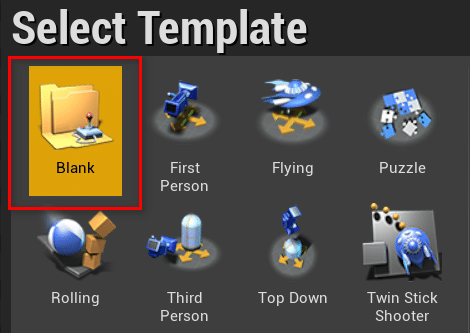 Select Unreal Engine template