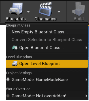 Blueprints open level blueprint